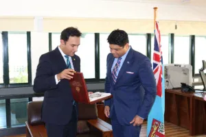 Ambassador Waissi Called On Attorney General Aiyaz Sayed Khaiyum In Suva Fiji 300x200