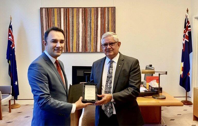 Ambassador Waissi And Minister Wyatt Discuss 160th Anniversary Of The Arrival Of Afghan Cameleers In Australia 768x491
